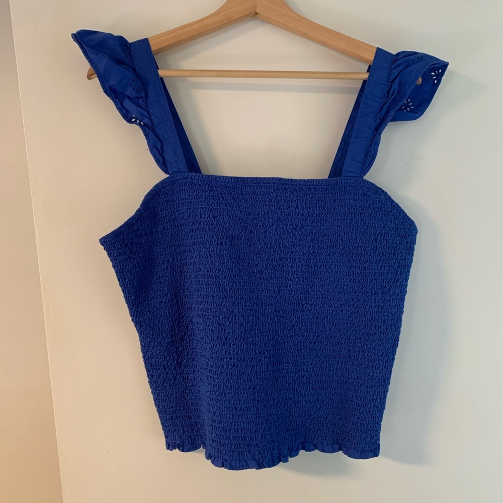 Old Navy royal blue scrunch sleeveless top- stretchy- size XL